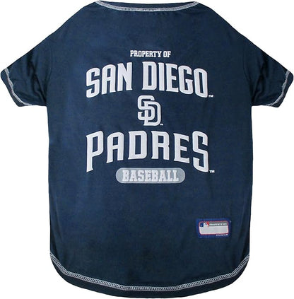 MLB SAN Diego Padres Dog T-Shirt, Large. - Licensed Shirt for Pets Team Colored with Team Logos. - Premium Stretchable Materials for The Comfort of Your Dog & cat.