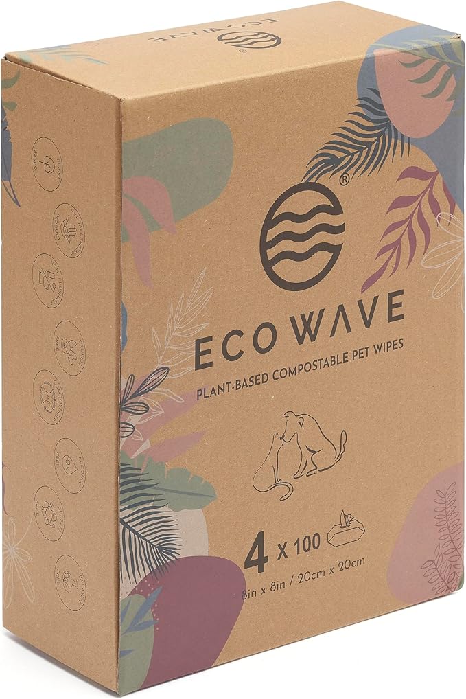 Dog Wipes, 100% Compostable Dog & Cat Grooming and Cleansing Wipes, 400 Wipes