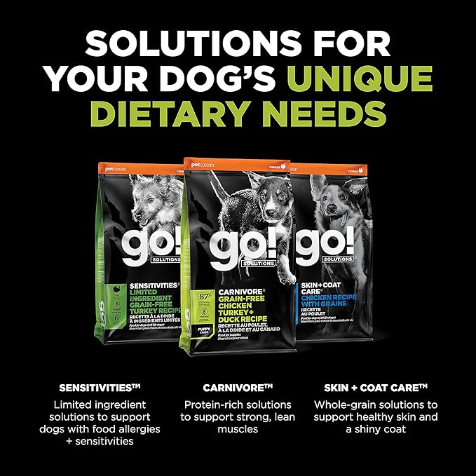 GO! SOLUTIONS Carnivore Grain Free Dog Food for Puppies, 3.5 lb – Chicken, Turkey + Duck Recipe – Protein Rich Puppy Food – Complete + Balanced Nutrition for Puppies