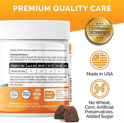 Premium Care Probiotics for Dogs for Yeast, Itchy Skin and Itchy Ears - Advanced Probiotic for Gut Health, Gut Flora, Bowel Health Support, Diarrhea, Digestive Health & Seasonal Allergies- 120 chews