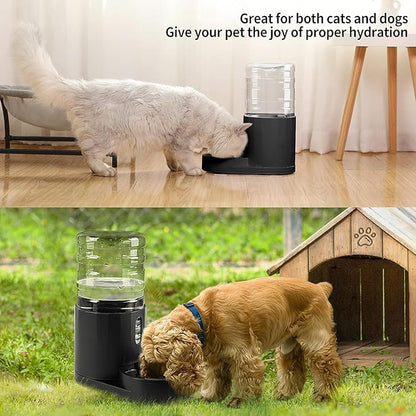 CZPET 4L Dog Water Dispenser, Cat Water Dispenser, Automatic Gravity Cat Water Bowl, Visible Window, Safe and Unplugged for Pet Cat Dog (Black, 4L)