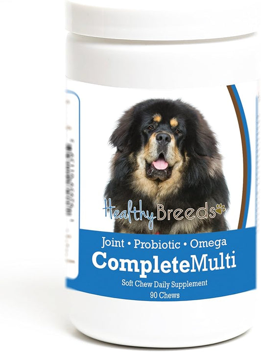 Healthy Breeds Tibetan Mastiff All in One Multivitamin - Complete with Probiotics, Glucosamine, Chondroitin & Omegas - 90 Soft Chewy Treats