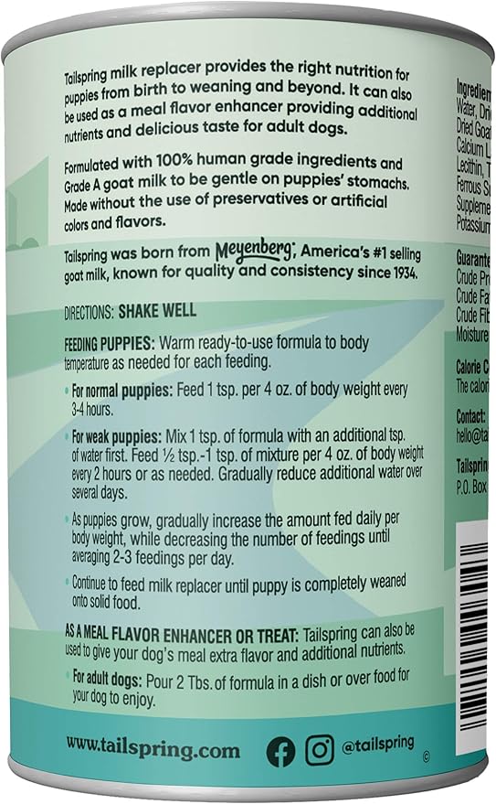 Milk Replacer for Puppies, Liquid Ready-to-Feed, Made with Whole Goat Milk (12 Fl Oz (Pack of 1)