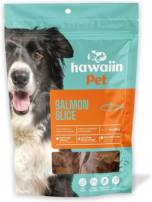 Salmon Slice Training Dog Treats 8 oz, Rawhide-Free, Grain-Free, Made with Real Meat, Healthy All Natural, Long-Lasting and Great Tasting Treat
