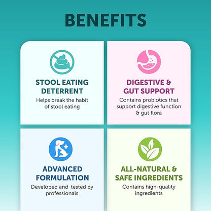 No Poo Chews for Dogs - No Poop Eating for Dogs - Dog Probiotics and Digestive Enzymes - Dog Bad Breath Aid for All Breeds - Dog Digestive Support and Gut Health - 180 Soft Chewables