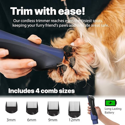 ONE Products Low Noise Dog Hair Vacuum & Dog Grooming Kit with 3.2L Large Capacity for Shedding Grooming Hair, Quiet Pet Grooming Tools, 5 Replaceable Heads, and 4 Combs
