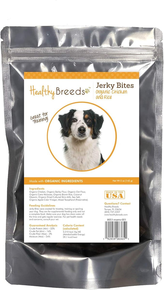 Healthy Breeds Miniature American Shepherd Jerky Bites Chicken & Rice Recipe Dog Treats 5 oz