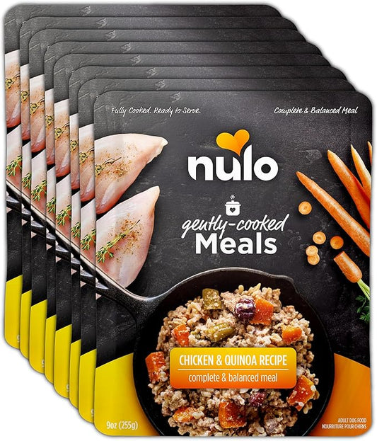 Nulo Gently-Cooked Meals Complete and Balanced Adult Wet Dog Food, Chicken & Quinoa, 9 Ounce, 8 Count