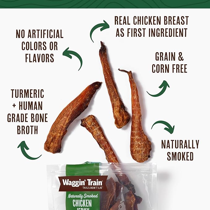 Waggin' Train Smoked Chicken Jerky Tenders with Turmeric and Bone Broth for Dogs - 24 oz. Pouch - Grain Free, High Protein, Limited Ingredient Dog Treat