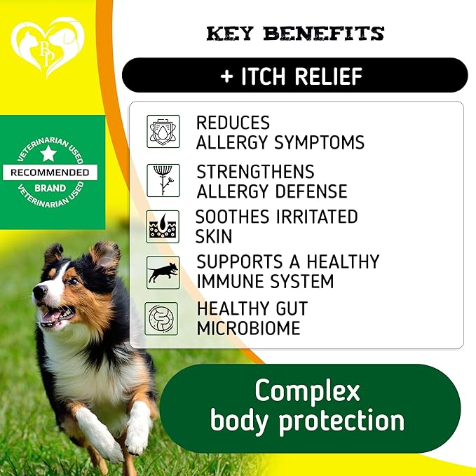 Dog Anti Itch & Allergy Relief Chews - Dry Itchy Skin & Hot Spot Treatment with Probiotic, Omega 3 Oil- Immune Supplement & Seasonal Allergies Medicine for Dogs, Puppy - 140 Bites Made in USA