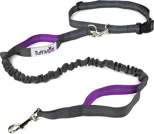 Hands Free Dog Leash, A Dog Running Leash for Dogs That Makes A Great Waist Leash for Dog Walking, Double Handle Bungee Dog Leash with Reflective Stitching and Adjustable Dog Walking Belt
