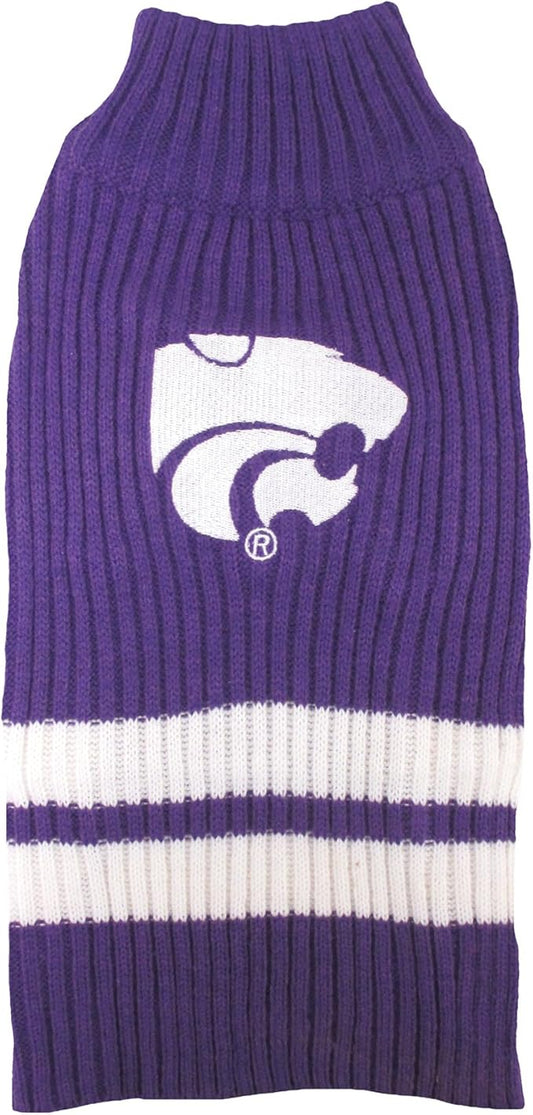 Pets First NCAA Kansas State Wildcats Dog Sweater, Size Medium. Warm & Cozy Knit Pet Sweater with NCAA Team Logo, Best Puppy Sweater for Large & Small Dogs