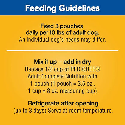 PEDIGREE CHOPPED GROUND DINNER Adult Soft Wet Dog Food 30-Count Variety Pack, 3.5 oz Pouches (Pack of 30)