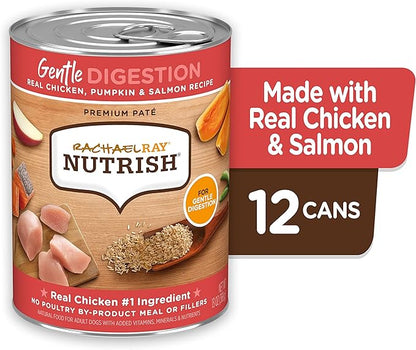 Rachael Ray Nutrish Gentle Digestion Premium Pate Wet Dog Food, Real Chicken, Pumpkin & Salmon, 13 Ounce Can (Pack of 12)