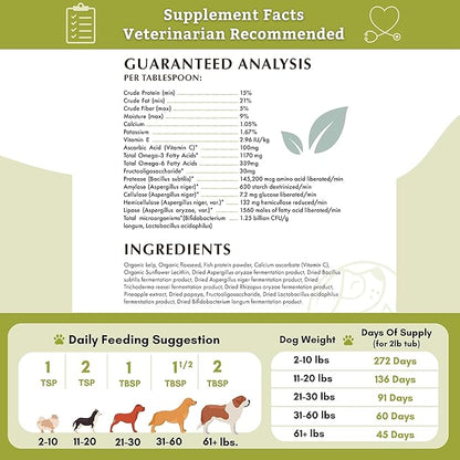 Wholistic Pet Organics Canine Complete: Multivitamin for Dogs Organic Homemade Dog Food Supplement Dog Multivitamin Powder with Probiotics Healthy Immune System Digestive Support for All Ages