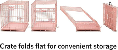MidWest Homes for Pets iCrate Dog Crate Starter Kit, 24-Inch Dog Crate Kit Ideal for Small Dog Breeds ( uo to 25 pounds) Includes Dog Crate, Pet Bed, 2 Dog Bowls & Dog Crate Cover (Pink), 1524PK-KIT
