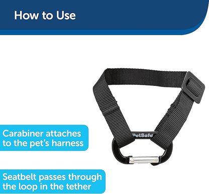 PetSafe Happy Ride Seat Belt Tether for Dogs, Adjustable Strap Keeps Pets Secure in Car