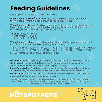 hotspot pets Freeze Dried Raw Beef Meal Toppers for Dogs - Single Protein, All Natural, Grain-Free - Perfect for Training, Topper or Snack - Made in USA - (Beef Meal Toppers) 1LB Bag