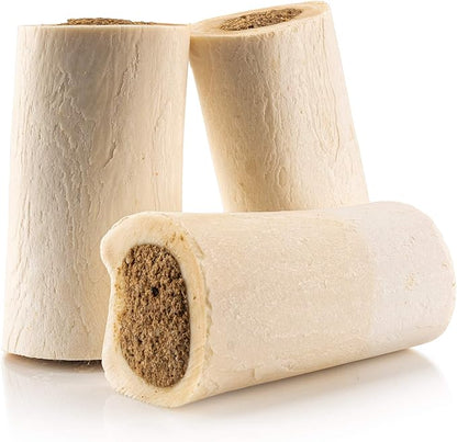Jack&Pup Filled Dog Bones for Aggressive Chewers, 3-to-4-Inch Dog Chew Treats Dog Bone - Bully Stick Beef Flavor - All Natural Dog Bones Stuffed Dog Dental Treats - 4 Pack