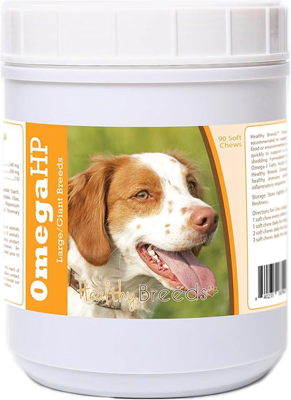 Healthy Breeds Brittany Omega HP Fatty Acid Skin and Coat Support Soft Chews 90 Count