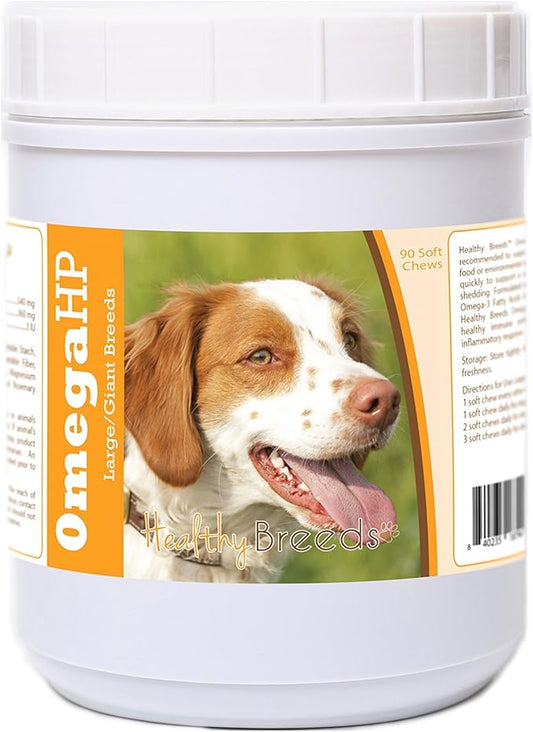 Healthy Breeds Brittany Omega HP Fatty Acid Skin and Coat Support Soft Chews 90 Count