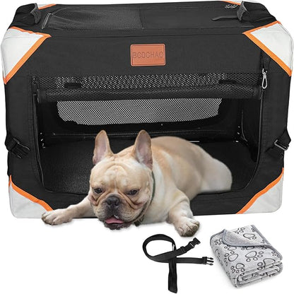 Collapsible Dog Crate-Portable Dog Crates for Small Medium Dogs,4-Door Portable Pet Travel Crate,Sturdy/Breathable/Comfortable,Indoor & Outdoor & Car Back Seat;Soft Dog Blanket