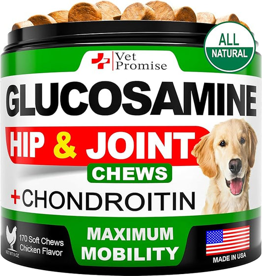 Glucosamine for Dogs - Hip and Joint Supplement for Dogs - Glucosamine Chondroitin for Dogs - Dog Joint Pain Relief - MSM - Hemp - Advanced Support Dog Joint Supplement - 170 Mobility Chews