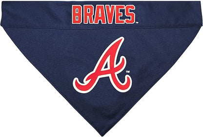 Pets First MLB Atlanta Braves Reversible Bandana Size XX-Large for Dogs & Cats. 2 Sided Sports Bandana,Premium Embroidery Team Logo, All MLB Teams Available