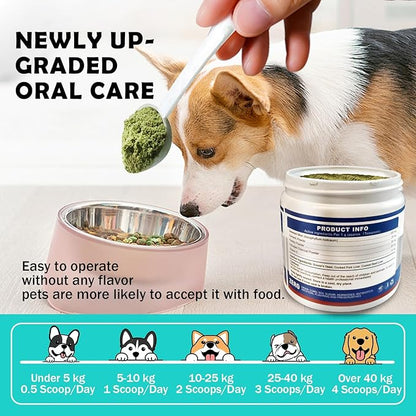 Dog Teeth Cleaning Powder-Dog Dental Care and Bad Breath Treatment, Plaque Removal Herbal Dental Powder for Healthy Teeth & Gums for All Dogs