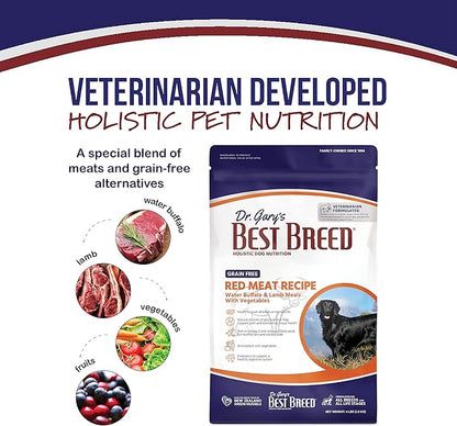 Best Breed Dr. Gary's Grain Free Red Meat Recipe Slow-Cooked in USA [Natural Dry Dog Food for All Breeds and Sizes] - 26lbs., Dark Brown