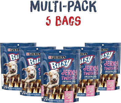 Purina Busy Bone Jerky Twists Grain Free Small/Med Breed Beefhide and Chicken Dog Jerky Treats - (Pack of 5) 20 ct. Pouches