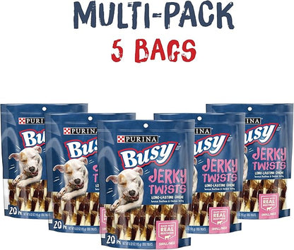 Purina Busy Bone Jerky Twists Grain Free Small/Med Breed Beefhide and Chicken Dog Jerky Treats - (Pack of 5) 20 ct. Pouches