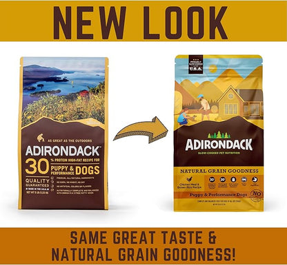 Adirondack Pet Food Adirondack Puppy Food for Puppies and Performance Dogs Made in USA [Natural Dog Food for All Breeds and Sizes], Chicken Meal & Brown Rice Recipe, 25 lb. Bag, Model Number: 00802