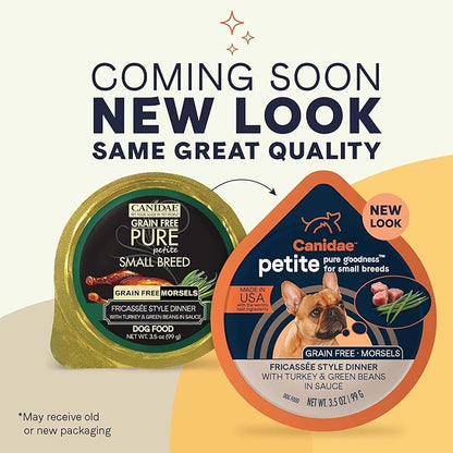 Canidae Pure Petite Premium Wet Dog Food for Small Breeds, Morsels with Turkey & Green Beans, 3.5 oz, (Case of 12) Grain Free