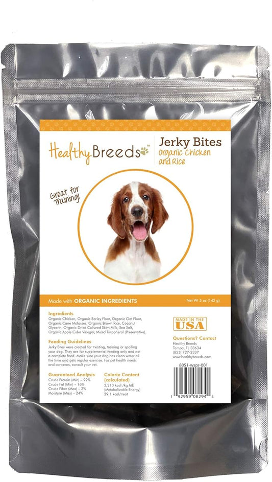 Healthy Breeds Welsh Springer Spaniel Jerky Bites Chicken & Rice Recipe Dog Treats 5 oz