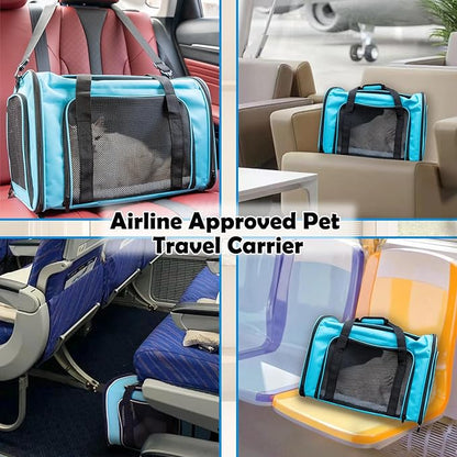 Dog Cat Carrier Pet Carriers for Small Medium Large Cats Dogs Carrier Soft Sided Small Puppy Dog Carrier Portable Foldable Airline Approved Dog Cat Travel Carrier Blue Large