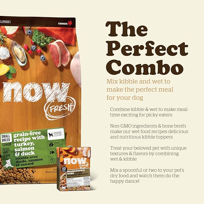 Now Fresh Grain Free Small Breed Dog Food, 3.5 lb - Dry Dog Food Senior Recipe - Healthy Diet with Probiotics & Real Meat & Fish for Protein
