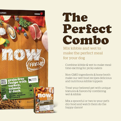 Now Fresh Grain Free Small Breed Dog Food, 3.5 lb - Dry Dog Food Senior Recipe - Healthy Diet with Probiotics & Real Meat & Fish for Protein