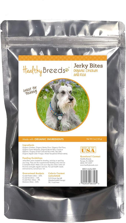 Healthy Breeds Miniature Schnauzer Jerky Bites Chicken & Rice Recipe Dog Treats 5 oz