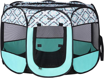 Foldable Dog Playpen Enclosed Cat Puppy Playpen Indoor Pop Up Pet Animal Playpen Outdoor Kennel Cage Pen Tent for Small Medium Dog Puppy Cat Kitten Rabbit - 29" L x 29" W x 16" H