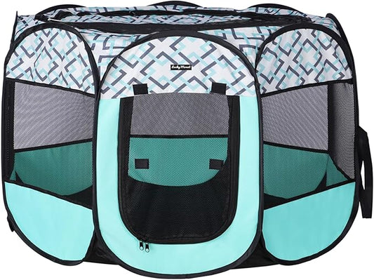 Foldable Dog Playpen Enclosed Cat Puppy Playpen Indoor Pop Up Pet Animal Playpen Outdoor Kennel Cage Pen Tent for Small Medium Dog Puppy Cat Kitten Rabbit - 45" L x 45" W x 23" H