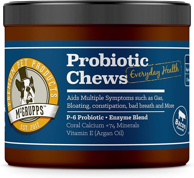 Probiotic Chews for Dogs - with Natural Digestive Enzymes + Prebiotics - for Diarrhea & Upset Stomach Relief + Gas & Constipation - Allergy & Immune + Hot Spots - Made in The USA - 130 Ct