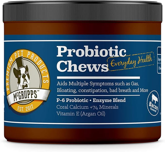 Probiotic Chews for Dogs - with Natural Digestive Enzymes + Prebiotics - for Diarrhea & Upset Stomach Relief + Gas & Constipation - Allergy & Immune + Hot Spots - Made in The USA - 130 Ct