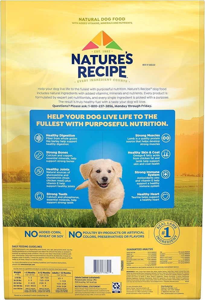 Nature’s Recipe Puppy Lamb & Rice Recipe Dry Dog Food, 12 lb. Bag