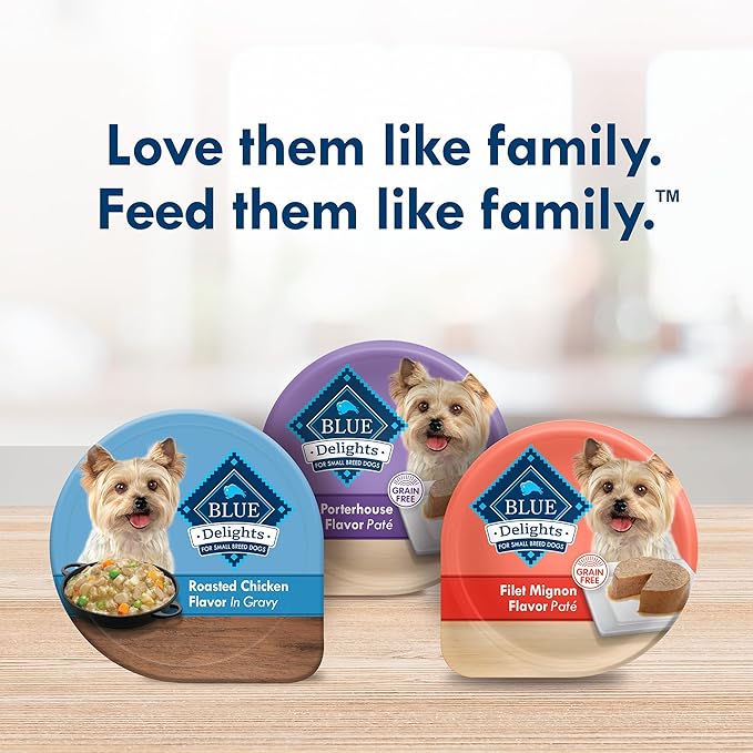 Blue Buffalo Divine Delights Small Breed Wet Dog Food, Made with Natural Ingredients, Rotisserie Chicken Flavor in Hearty Gravy, 3.5-oz. Cups (12 Count)