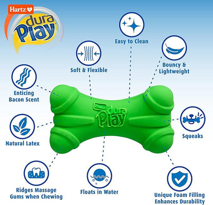 Hartz DuraPlay Bone Squeaky Latex Dog Toy, Large, 3 Pack