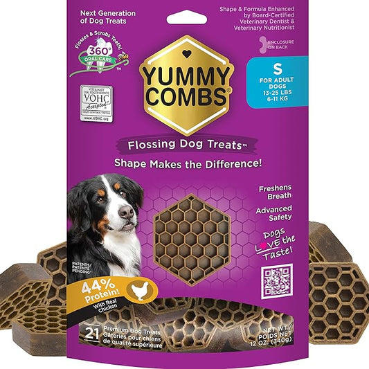 Dog Dental Treats, Chicken, 44% Protein, Vet VOHC Approved, 12oz, 21 Count