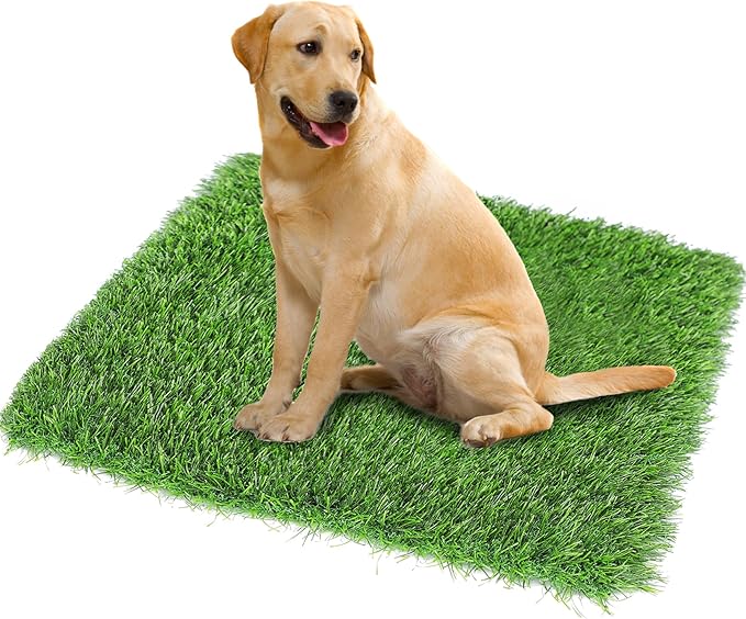 Large Dogs Artificial Grass Pee Pads, High Drain Puppy Potty Turf Training Tray, Pets Fake Grass Patch, 45" x 32"