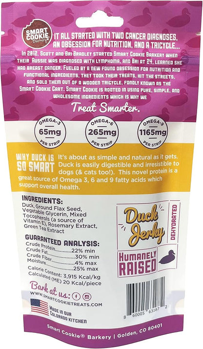 Duck Jerky Dog Treats with Flax Seed, Omega Oils- Hypoallergenic Strips for Dogs and Puppies with Allergies, Sensitive Stomachs - Dehydrated, Grain Free, Made in USA - 3oz Bag, Pack of 3
