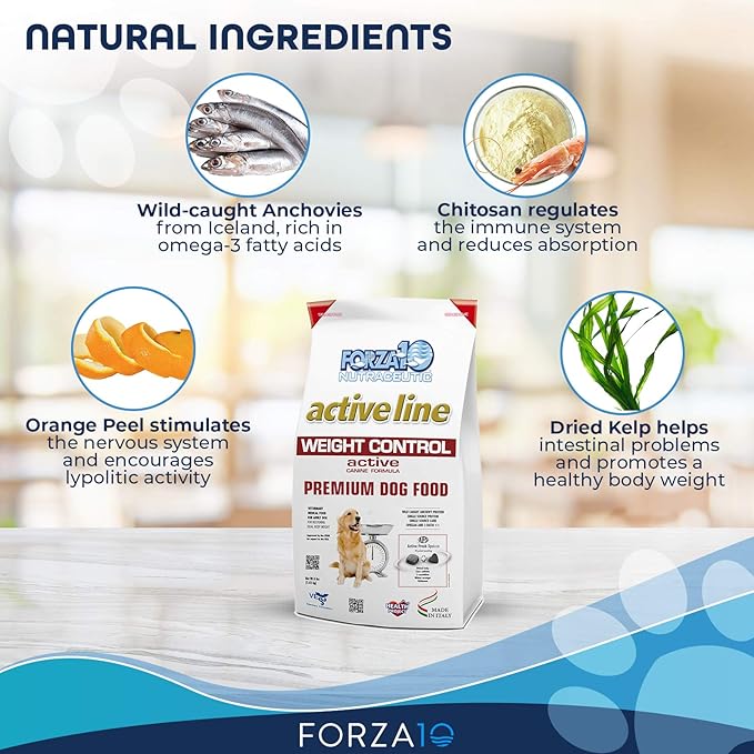 Forza10 Active Weight Management Dog Food, 8 Pound Bag Dry Dog Food, Fish Flavor Weight Loss Dog Food, Diet Dog Food for Adult Dogs and All Breeds